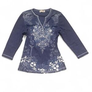 Y2k style blouse with gemstones, size small.